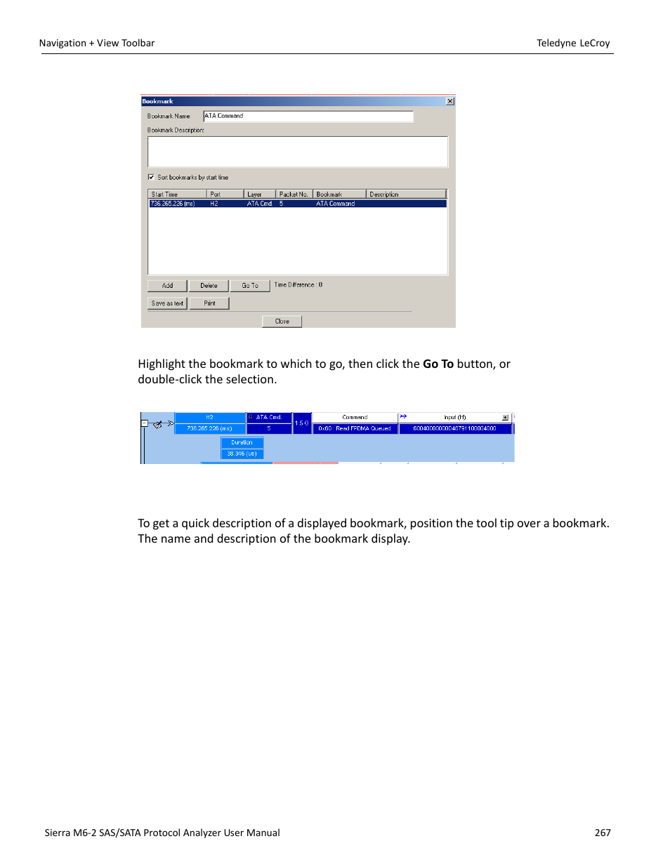 Bookmark description | Teledyne LeCroy Sierra M6-2 SAS_SATA Protocol Analyzer User Manual User Manual | Page 269 / 496