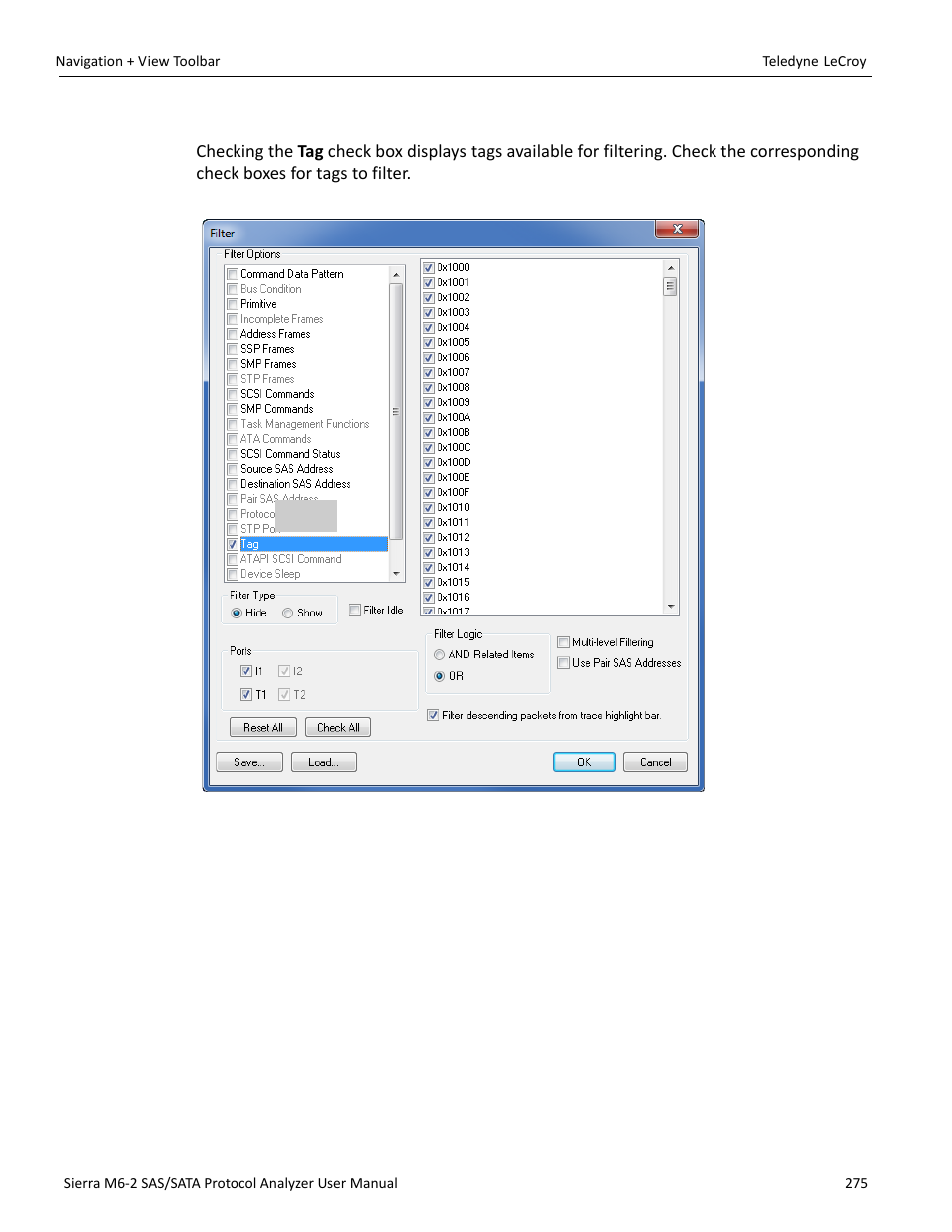 Filter by tag number | Teledyne LeCroy Sierra M6-2 SAS_SATA Protocol Analyzer User Manual User Manual | Page 277 / 496