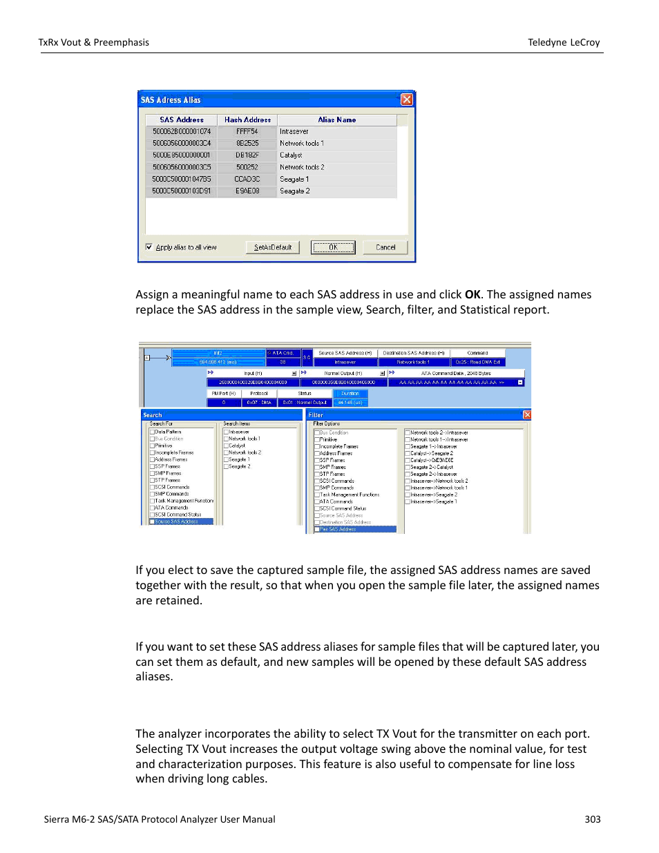 17 txrx vout & preemphasis, Sis (see | Teledyne LeCroy Sierra M6-2 SAS_SATA Protocol Analyzer User Manual User Manual | Page 305 / 496