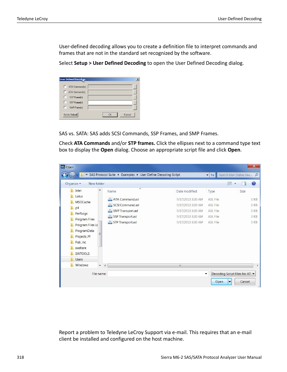 22 user-defined decoding, 23 help menu, 1 tell teledyne lecroy | Ng (see | Teledyne LeCroy Sierra M6-2 SAS_SATA Protocol Analyzer User Manual User Manual | Page 320 / 496