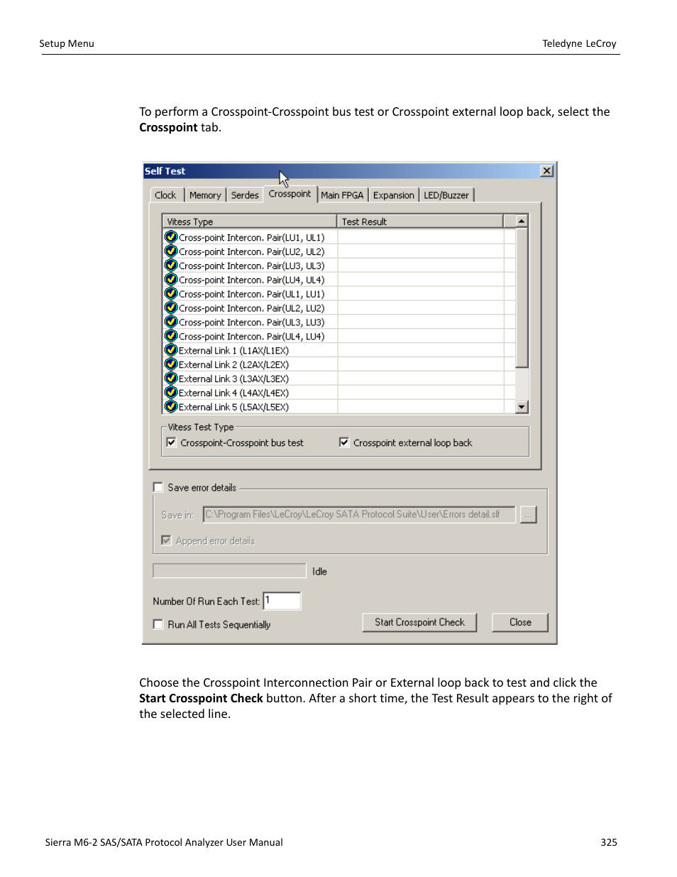 5 crosspoint check | Teledyne LeCroy Sierra M6-2 SAS_SATA Protocol Analyzer User Manual User Manual | Page 327 / 496