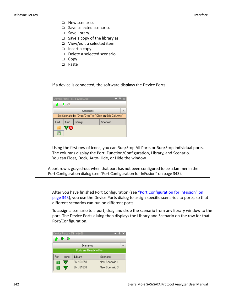 5 device ports, Using the device ports dialog | Teledyne LeCroy Sierra M6-2 SAS_SATA Protocol Analyzer User Manual User Manual | Page 344 / 496