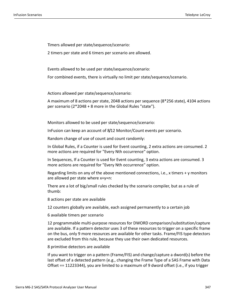 Infusion scenario parameters | Teledyne LeCroy Sierra M6-2 SAS_SATA Protocol Analyzer User Manual User Manual | Page 349 / 496