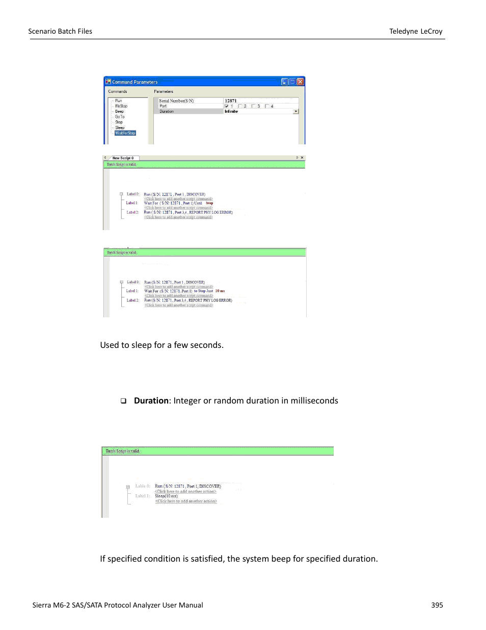 Sleep, Beep | Teledyne LeCroy Sierra M6-2 SAS_SATA Protocol Analyzer User Manual User Manual | Page 397 / 496