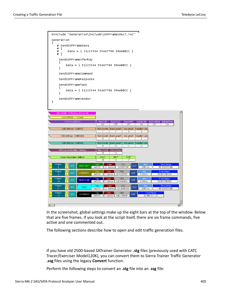 3 converting an satrainer traffic generation file | Teledyne LeCroy Sierra M6-2 SAS_SATA Protocol Analyzer User Manual User Manual | Page 407 / 496