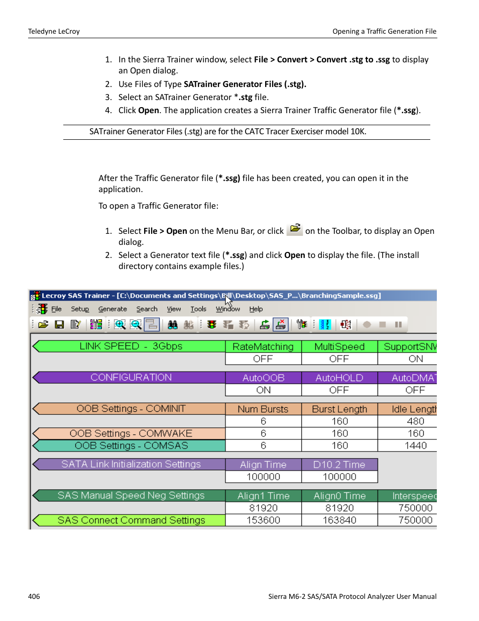6 opening a traffic generation file | Teledyne LeCroy Sierra M6-2 SAS_SATA Protocol Analyzer User Manual User Manual | Page 408 / 496