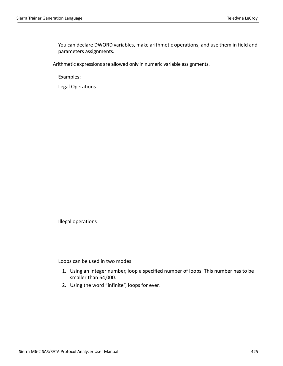 Preprocessor integer arithmetic | Teledyne LeCroy Sierra M6-2 SAS_SATA Protocol Analyzer User Manual User Manual | Page 427 / 496