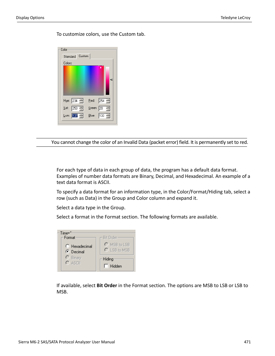 3 formats display options | Teledyne LeCroy Sierra M6-2 SAS_SATA Protocol Analyzer User Manual User Manual | Page 473 / 496