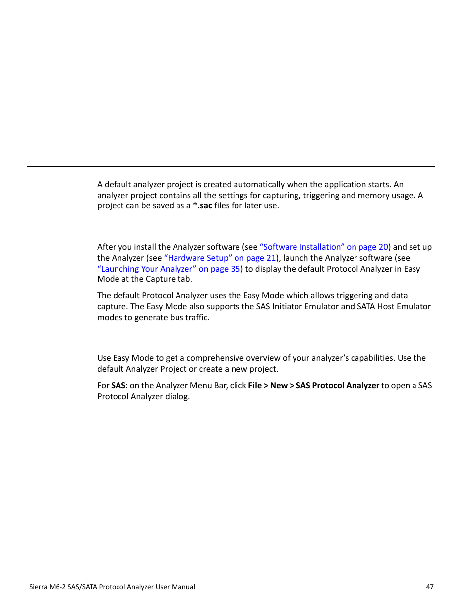 Protocol analysis, 1 easy mode (pre-defined setups), 2 main window | Chapter 2: protocol analysis, Chapter 2 | Teledyne LeCroy Sierra M6-2 SAS_SATA Protocol Analyzer User Manual User Manual | Page 49 / 496
