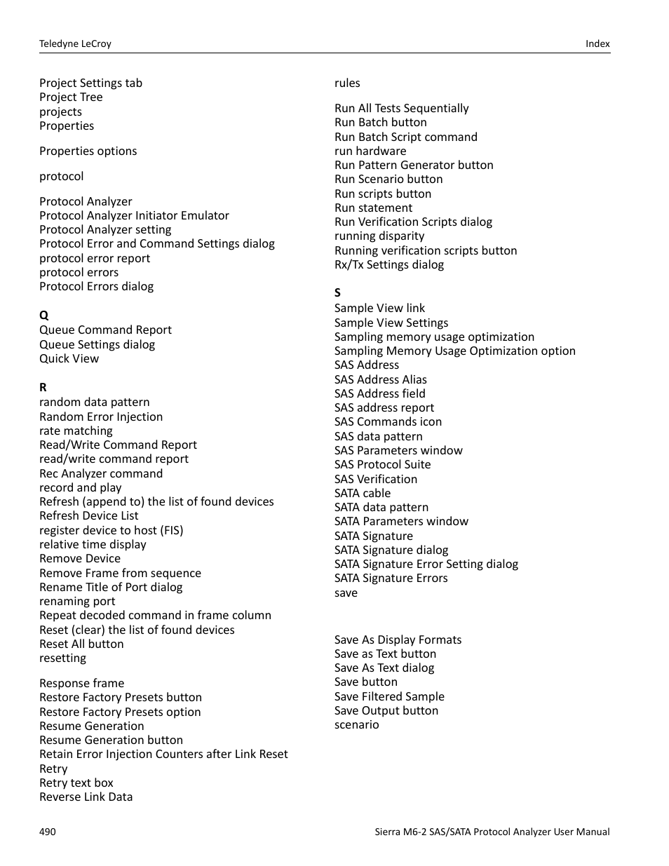 Teledyne LeCroy Sierra M6-2 SAS_SATA Protocol Analyzer User Manual User Manual | Page 492 / 496