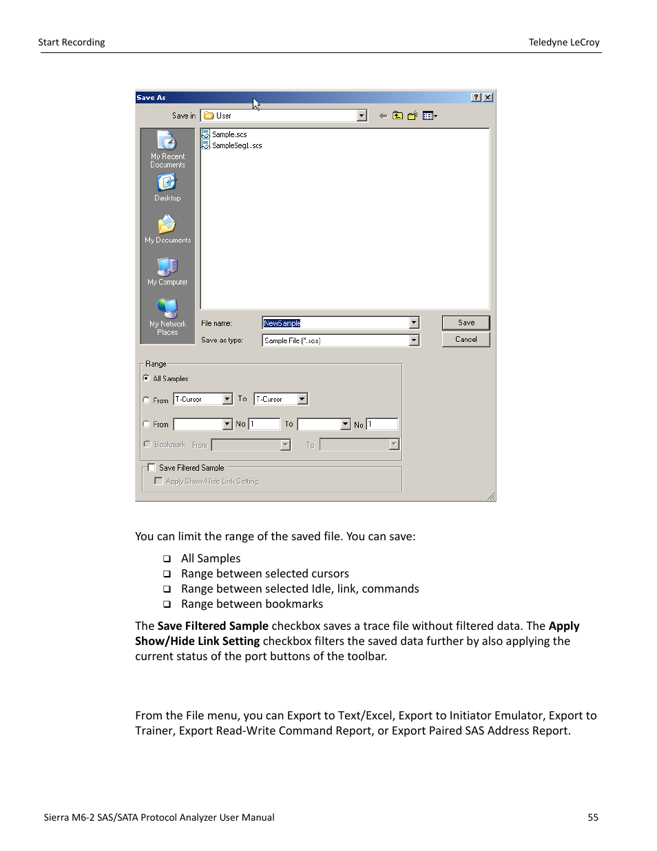 6 exporting | Teledyne LeCroy Sierra M6-2 SAS_SATA Protocol Analyzer User Manual User Manual | Page 57 / 496