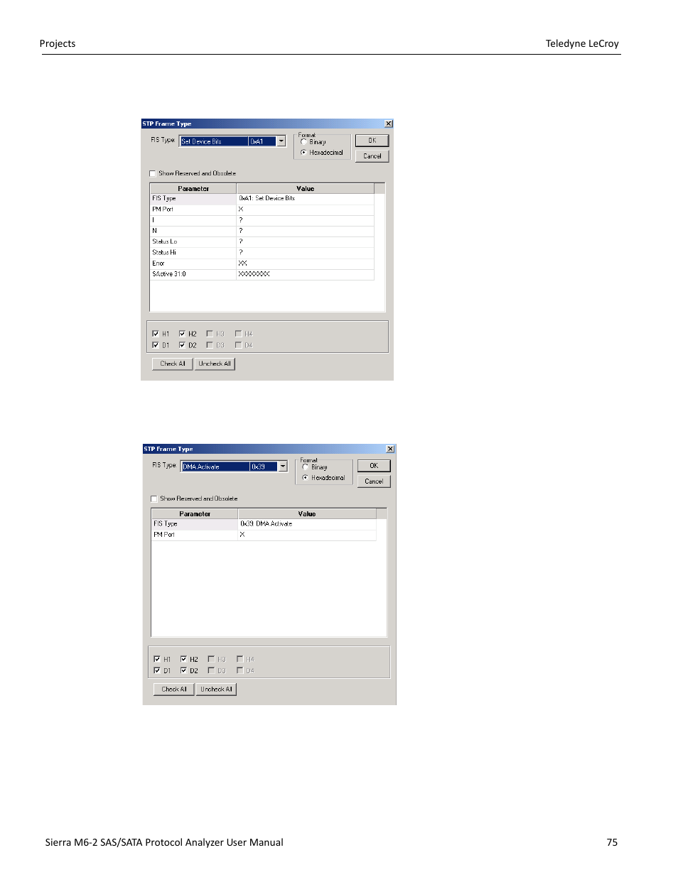 Set device bits, Dma activate | Teledyne LeCroy Sierra M6-2 SAS_SATA Protocol Analyzer User Manual User Manual | Page 77 / 496
