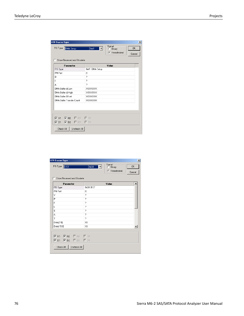 Dma setup, Bist | Teledyne LeCroy Sierra M6-2 SAS_SATA Protocol Analyzer User Manual User Manual | Page 78 / 496