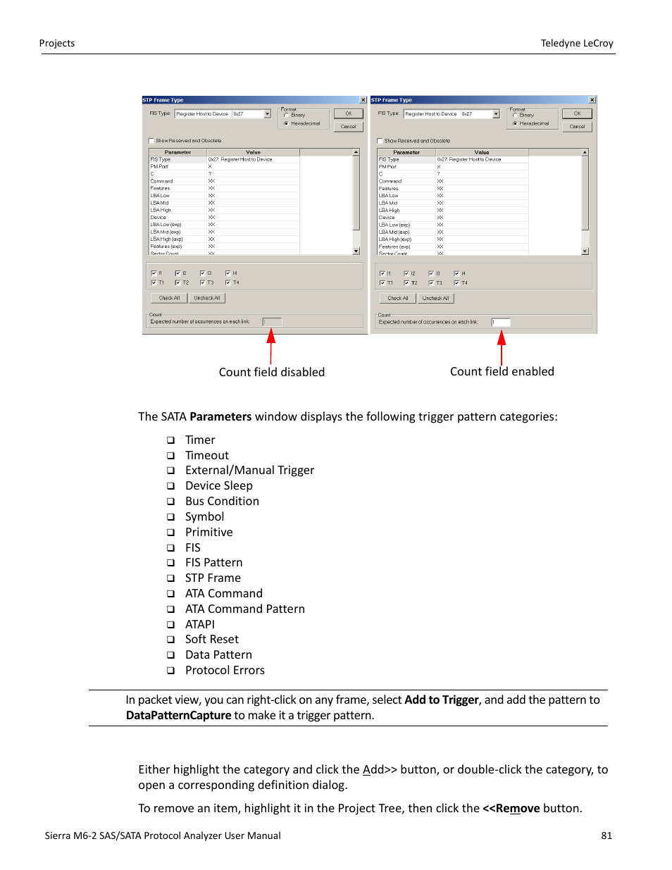 Choosing a parameter | Teledyne LeCroy Sierra M6-2 SAS_SATA Protocol Analyzer User Manual User Manual | Page 83 / 496