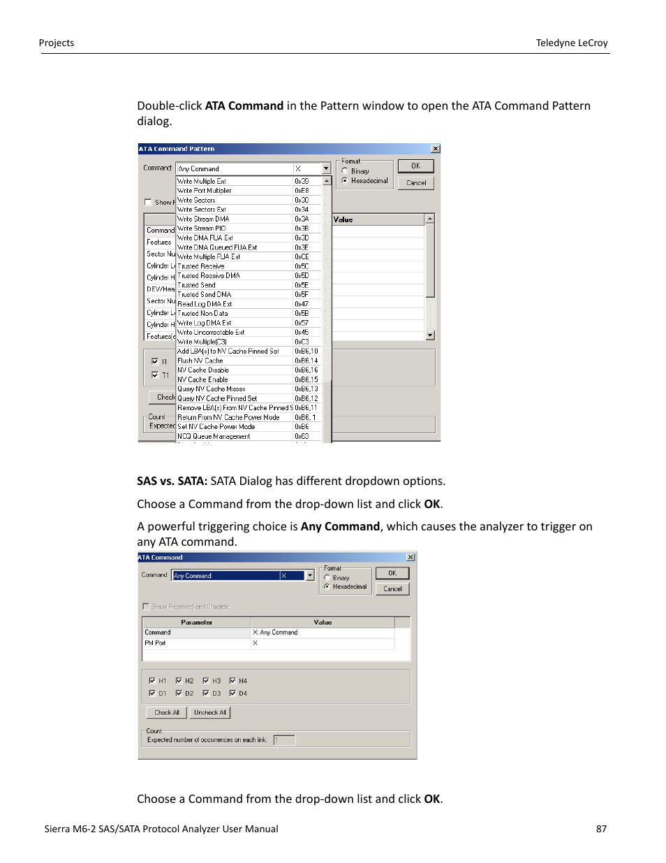 Ata command | Teledyne LeCroy Sierra M6-2 SAS_SATA Protocol Analyzer User Manual User Manual | Page 89 / 496