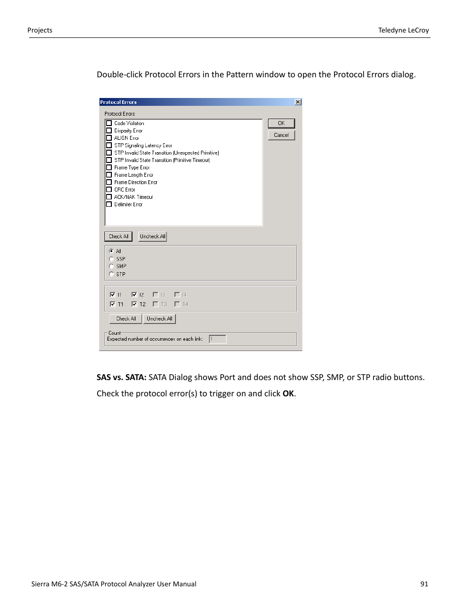 Protocol errors | Teledyne LeCroy Sierra M6-2 SAS_SATA Protocol Analyzer User Manual User Manual | Page 93 / 496