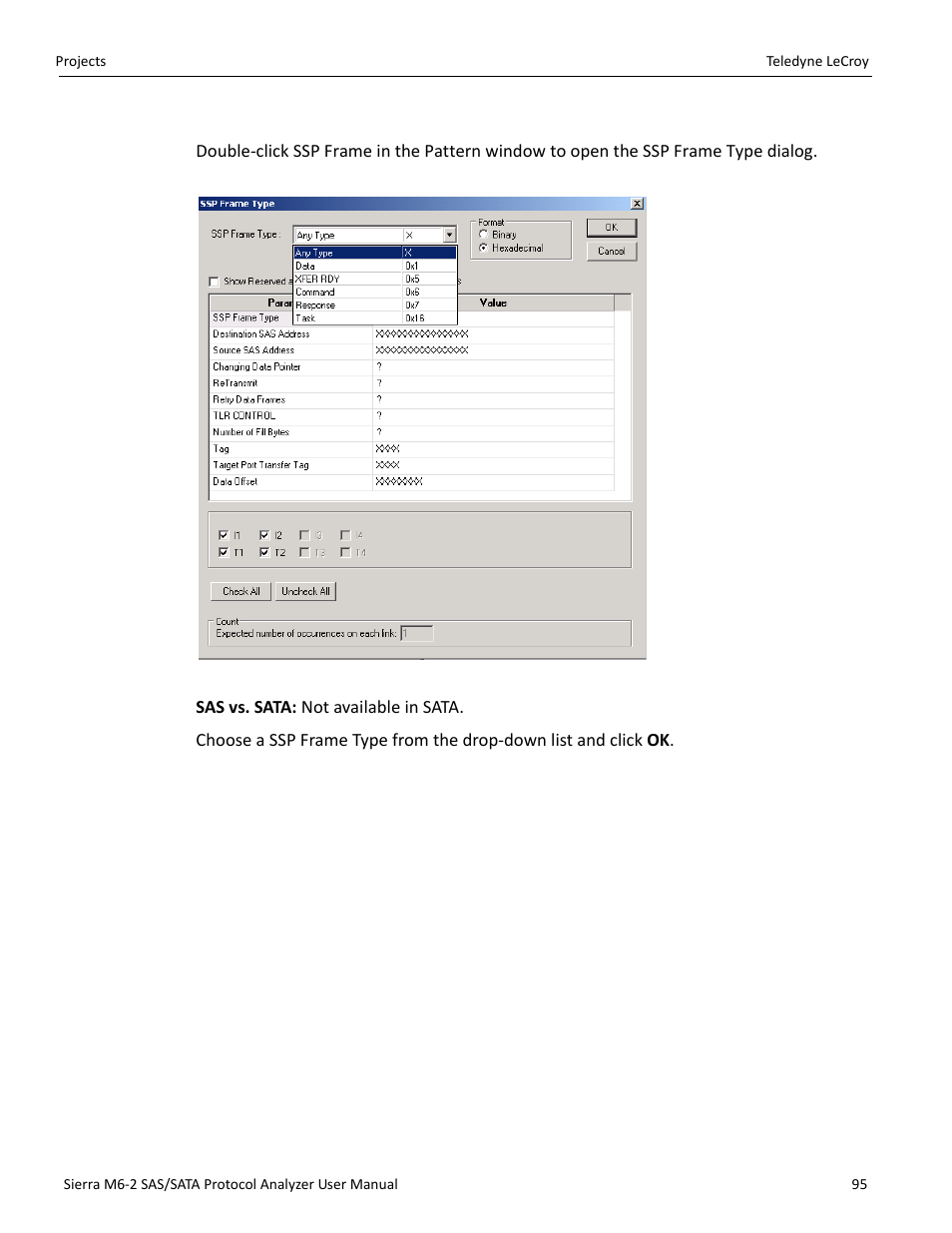 Ssp frame (sas only) | Teledyne LeCroy Sierra M6-2 SAS_SATA Protocol Analyzer User Manual User Manual | Page 97 / 496