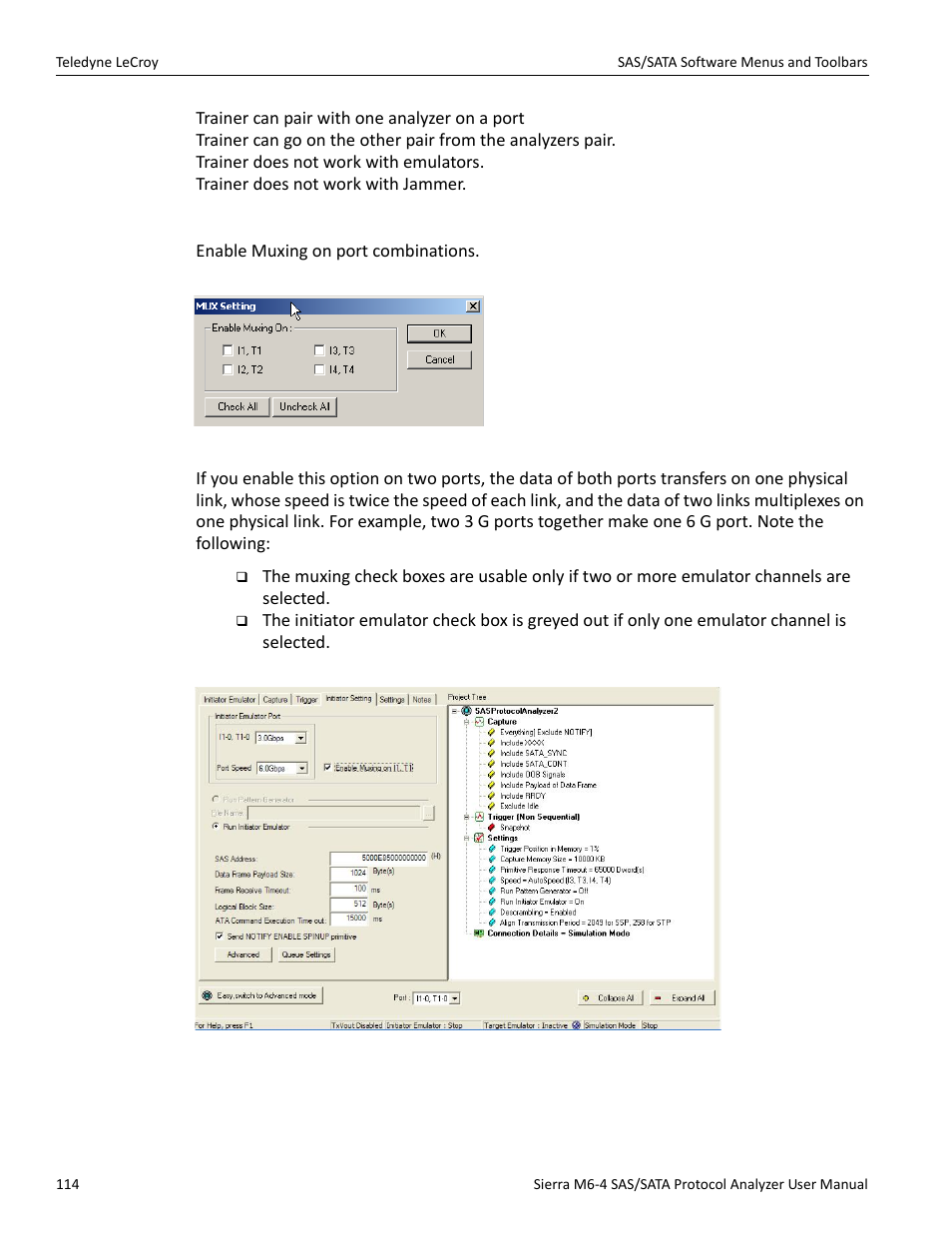 Mux setting (sas only) | Teledyne LeCroy Sierra M6-4 SAS_SATA Protocol Analyzer User Manual User Manual | Page 116 / 498