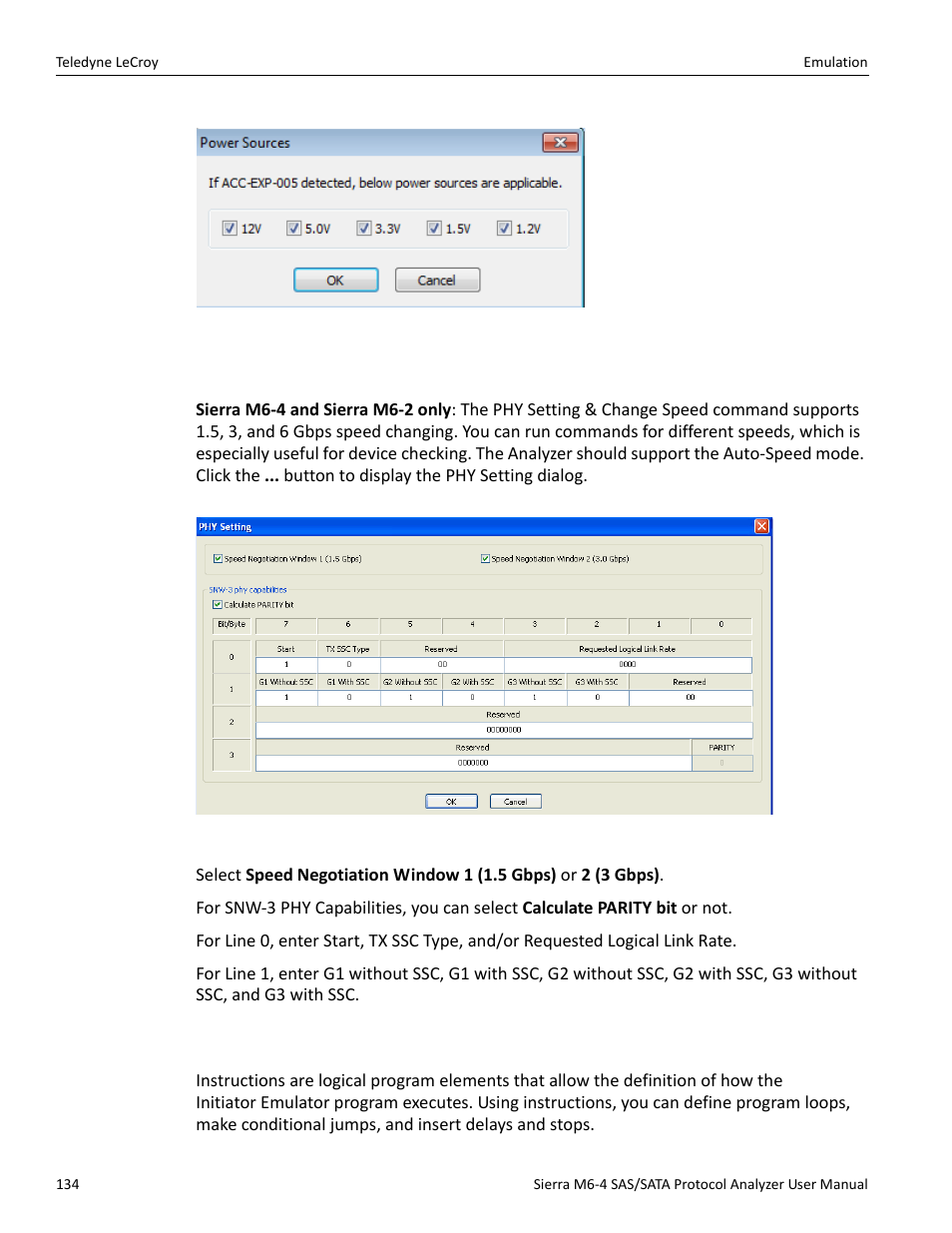 3 phy setting dialog, 4 inserting instructions | Teledyne LeCroy Sierra M6-4 SAS_SATA Protocol Analyzer User Manual User Manual | Page 136 / 498