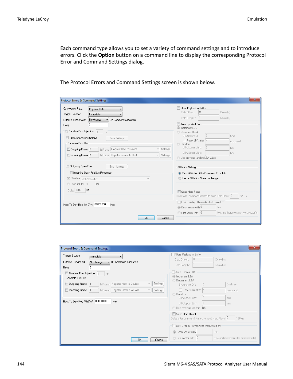 6 error and command settings, Ata error and command settings | Teledyne LeCroy Sierra M6-4 SAS_SATA Protocol Analyzer User Manual User Manual | Page 146 / 498