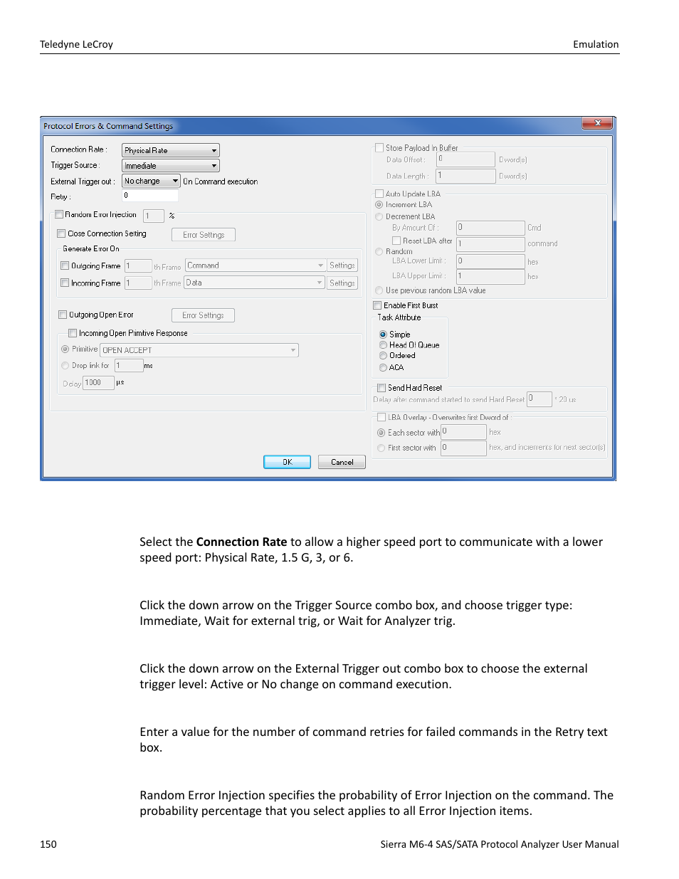 Scsi error and command settings (sas only) | Teledyne LeCroy Sierra M6-4 SAS_SATA Protocol Analyzer User Manual User Manual | Page 152 / 498