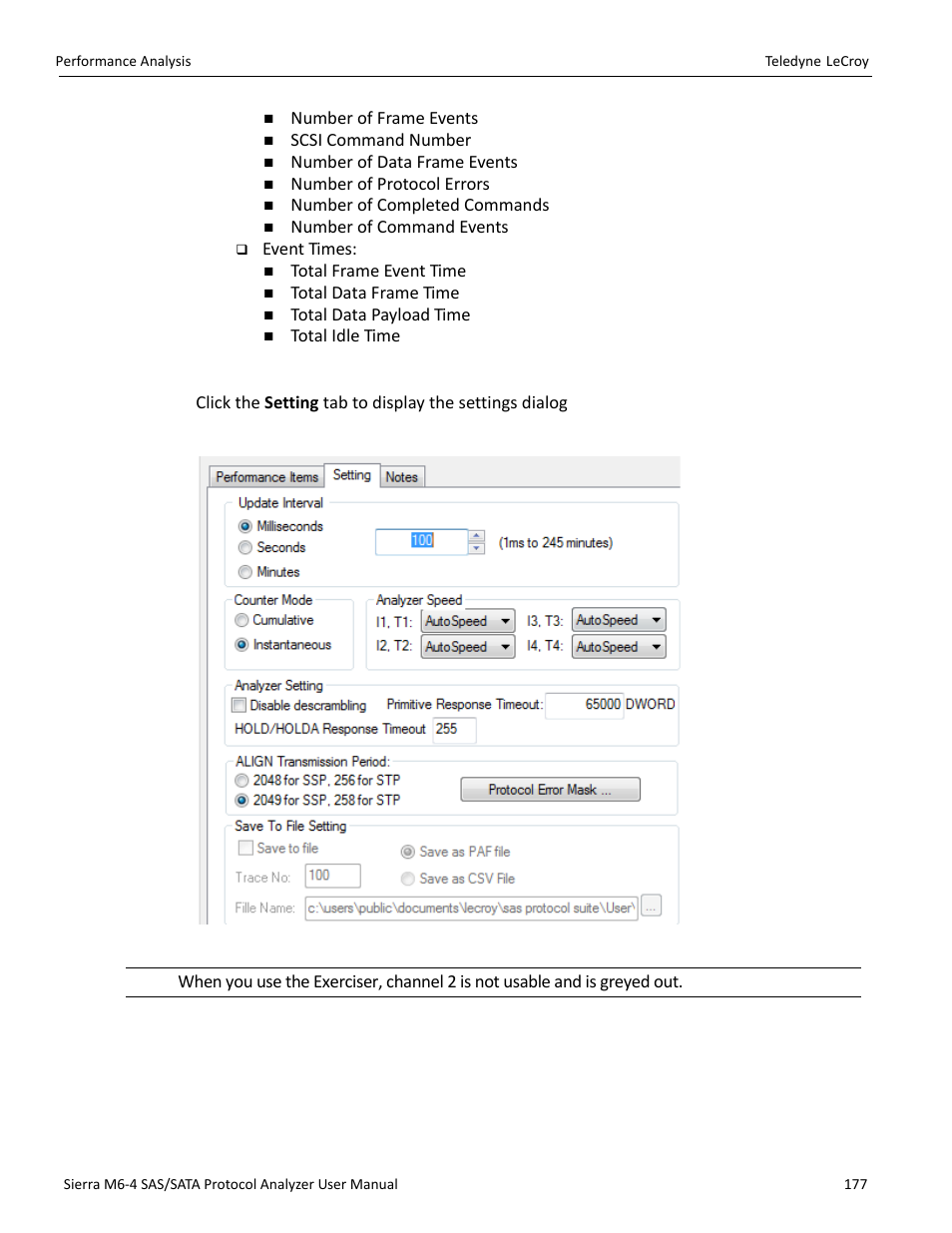 Settings | Teledyne LeCroy Sierra M6-4 SAS_SATA Protocol Analyzer User Manual User Manual | Page 179 / 498