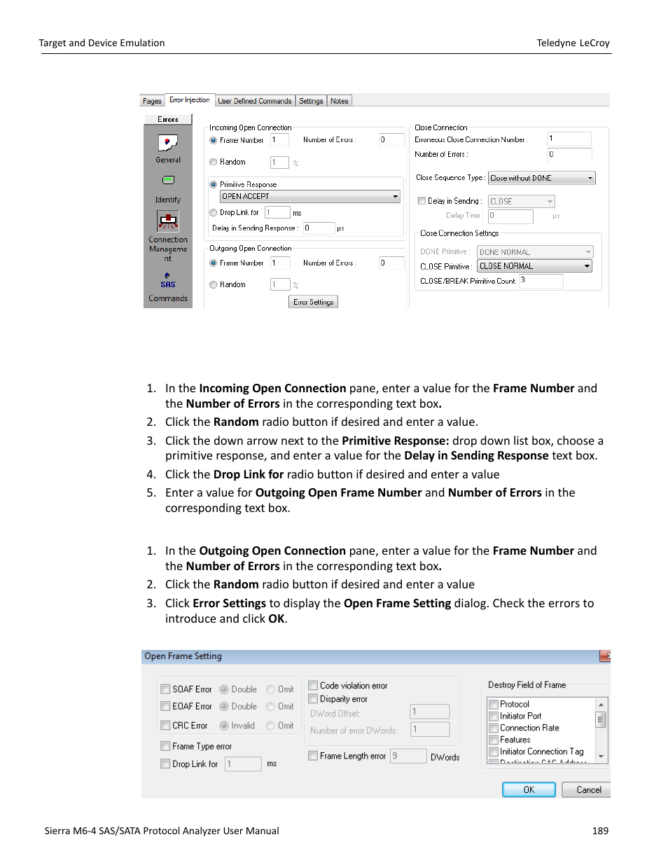 Open connection definition | Teledyne LeCroy Sierra M6-4 SAS_SATA Protocol Analyzer User Manual User Manual | Page 191 / 498