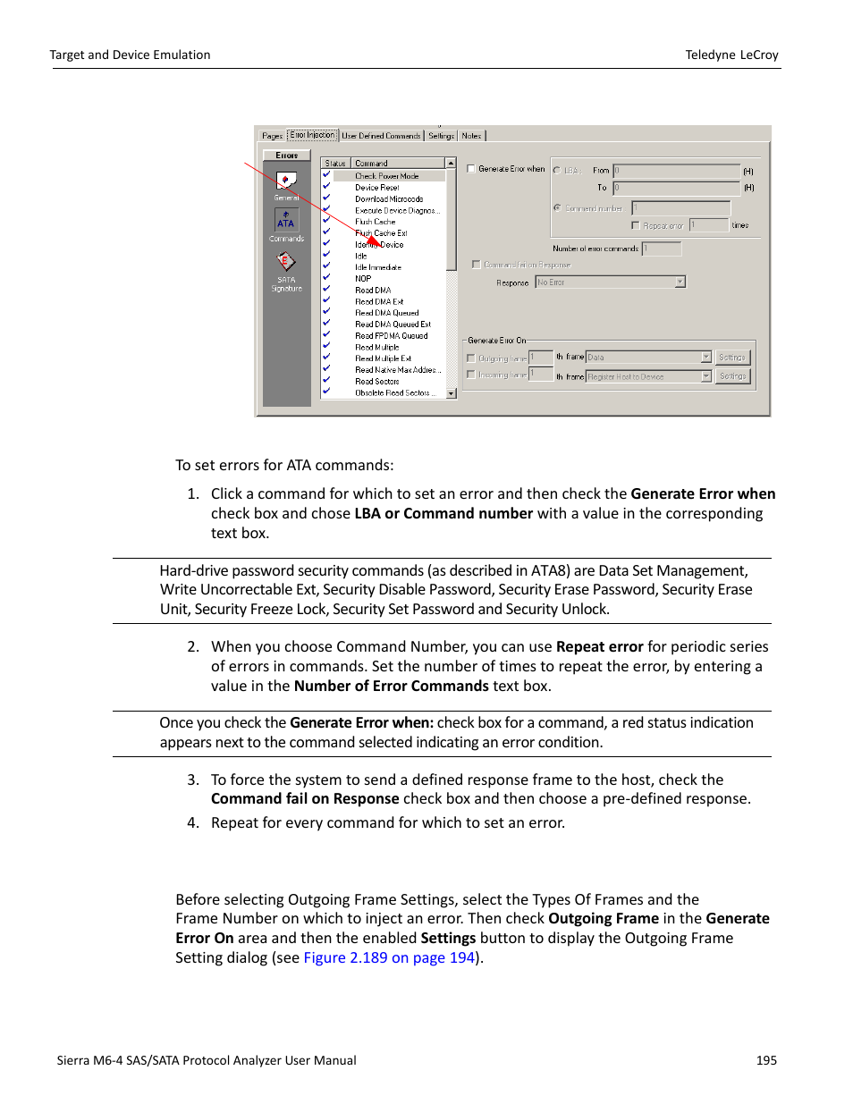 6 outgoing frame settings | Teledyne LeCroy Sierra M6-4 SAS_SATA Protocol Analyzer User Manual User Manual | Page 197 / 498