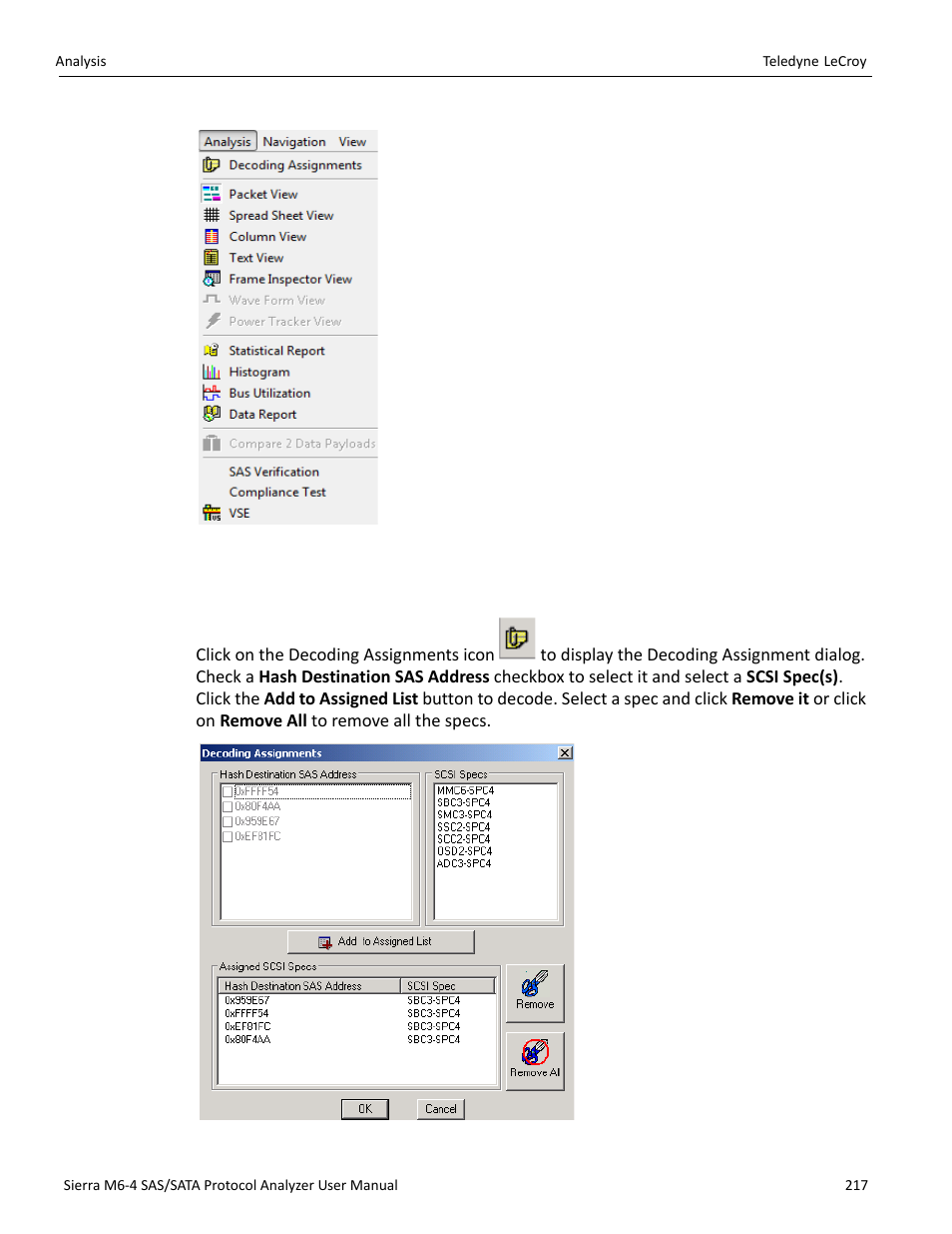 2 decoding assignments | Teledyne LeCroy Sierra M6-4 SAS_SATA Protocol Analyzer User Manual User Manual | Page 221 / 498