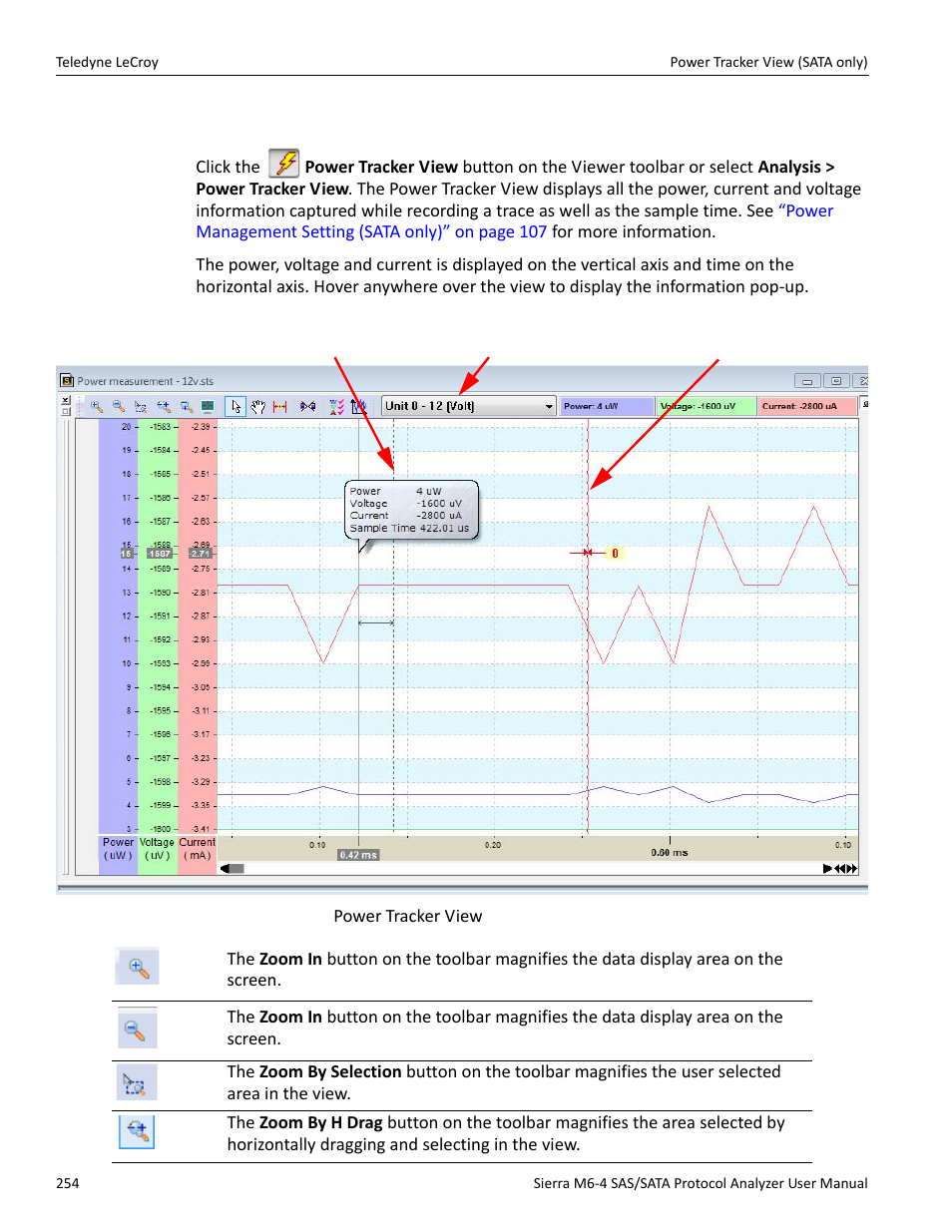 4 power tracker view (sata only) | Teledyne LeCroy Sierra M6-4 SAS_SATA Protocol Analyzer User Manual User Manual | Page 258 / 498