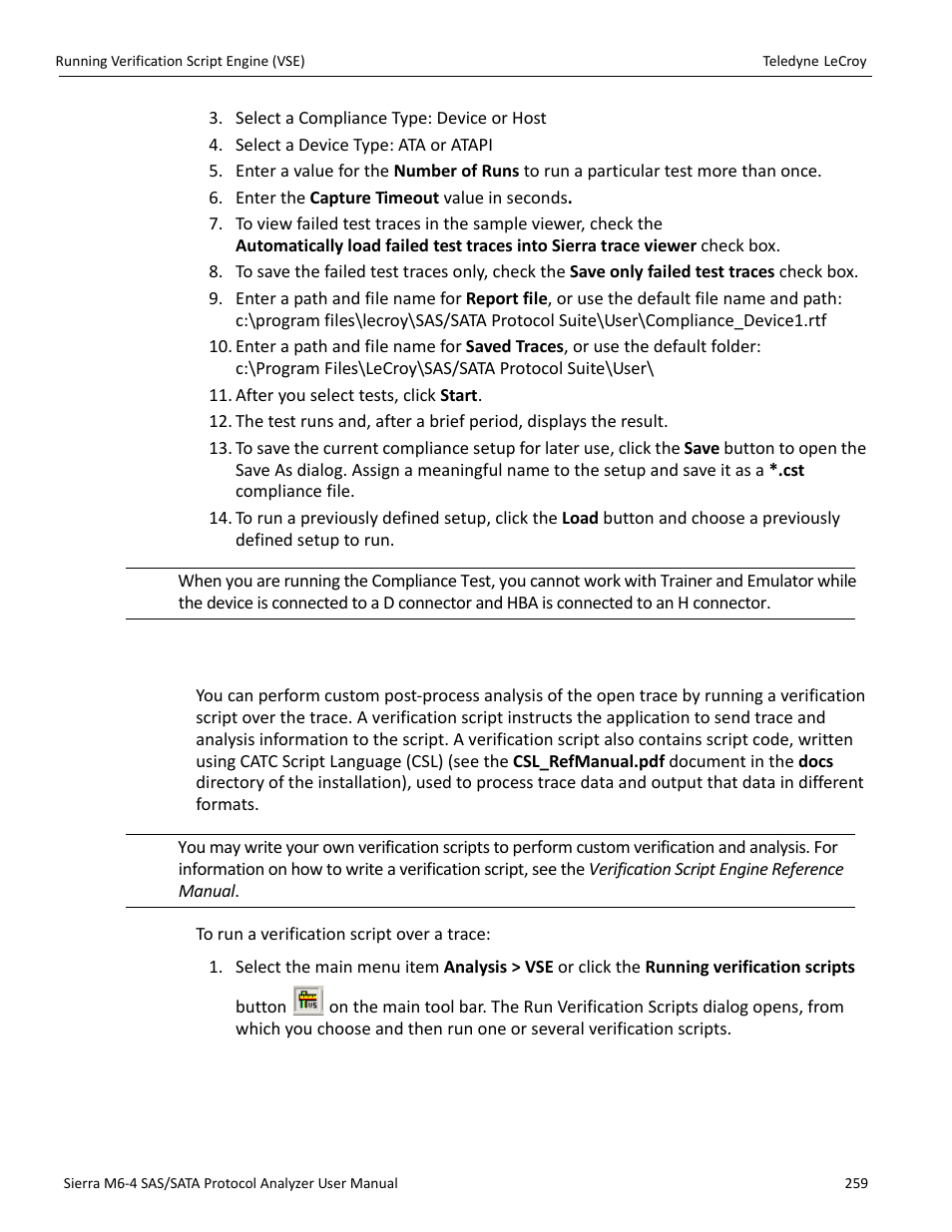 7 running verification script engine (vse), Running verification script engine (vse)” on | Teledyne LeCroy Sierra M6-4 SAS_SATA Protocol Analyzer User Manual User Manual | Page 263 / 498