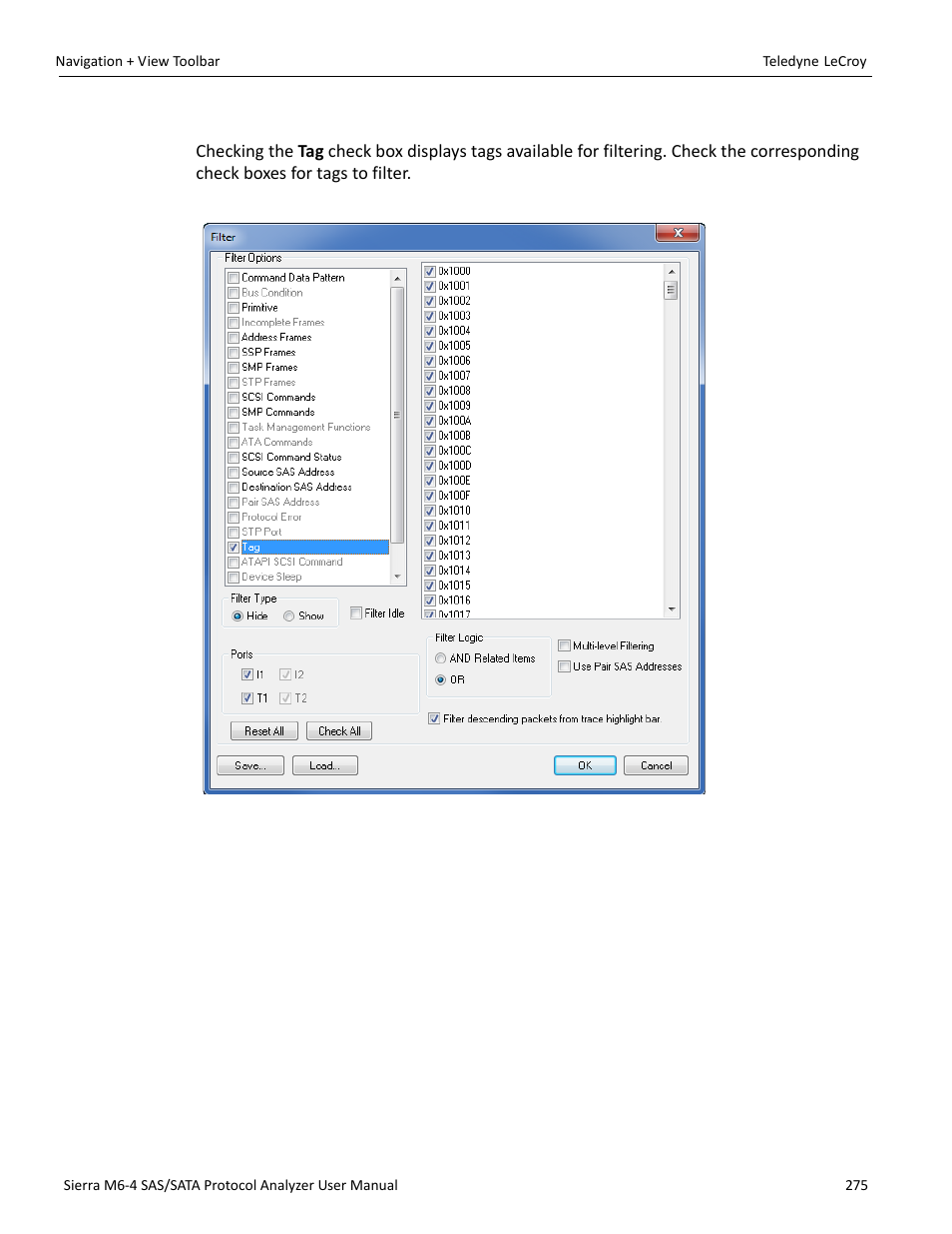 Filter by tag number | Teledyne LeCroy Sierra M6-4 SAS_SATA Protocol Analyzer User Manual User Manual | Page 279 / 498