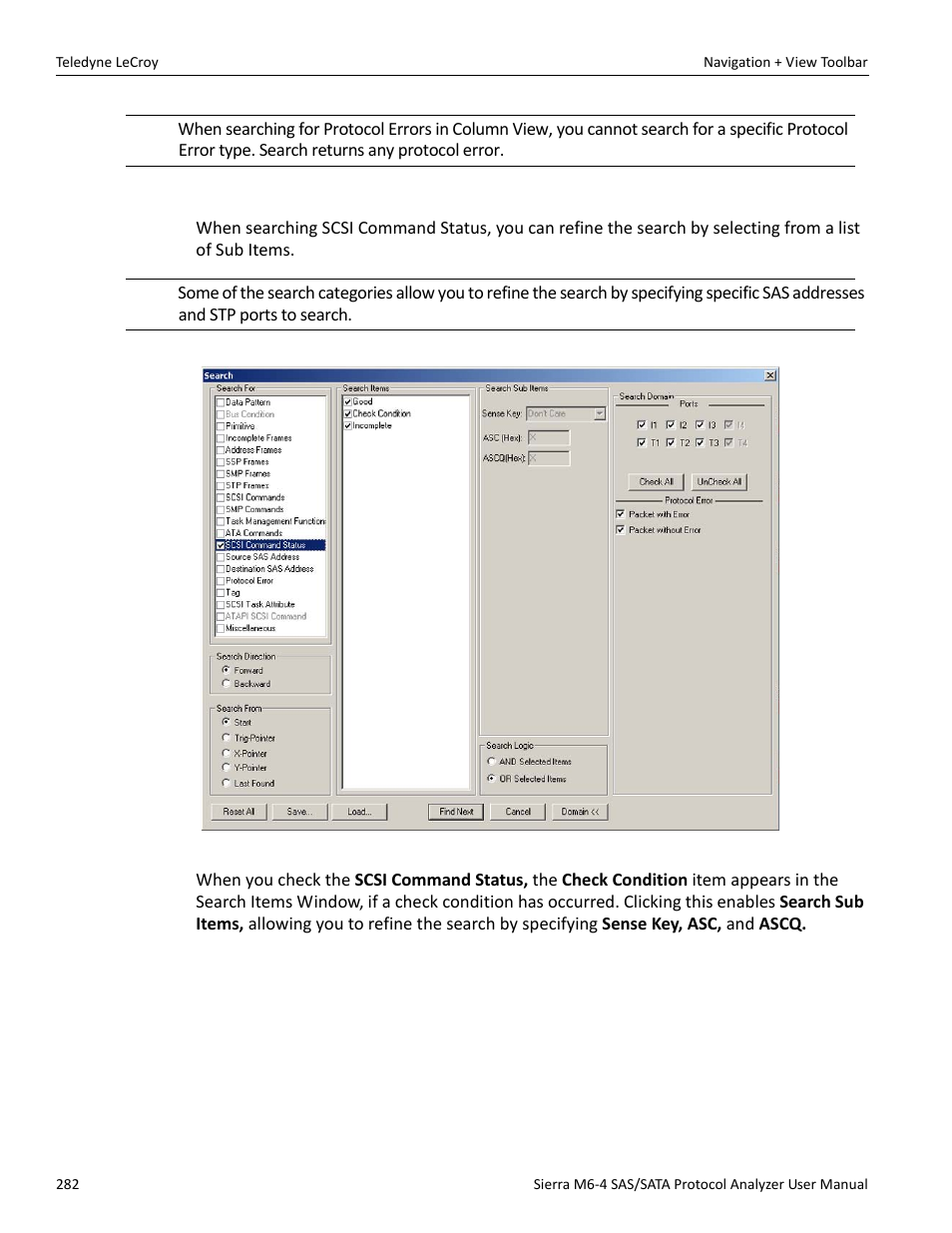 Search sub items | Teledyne LeCroy Sierra M6-4 SAS_SATA Protocol Analyzer User Manual User Manual | Page 286 / 498