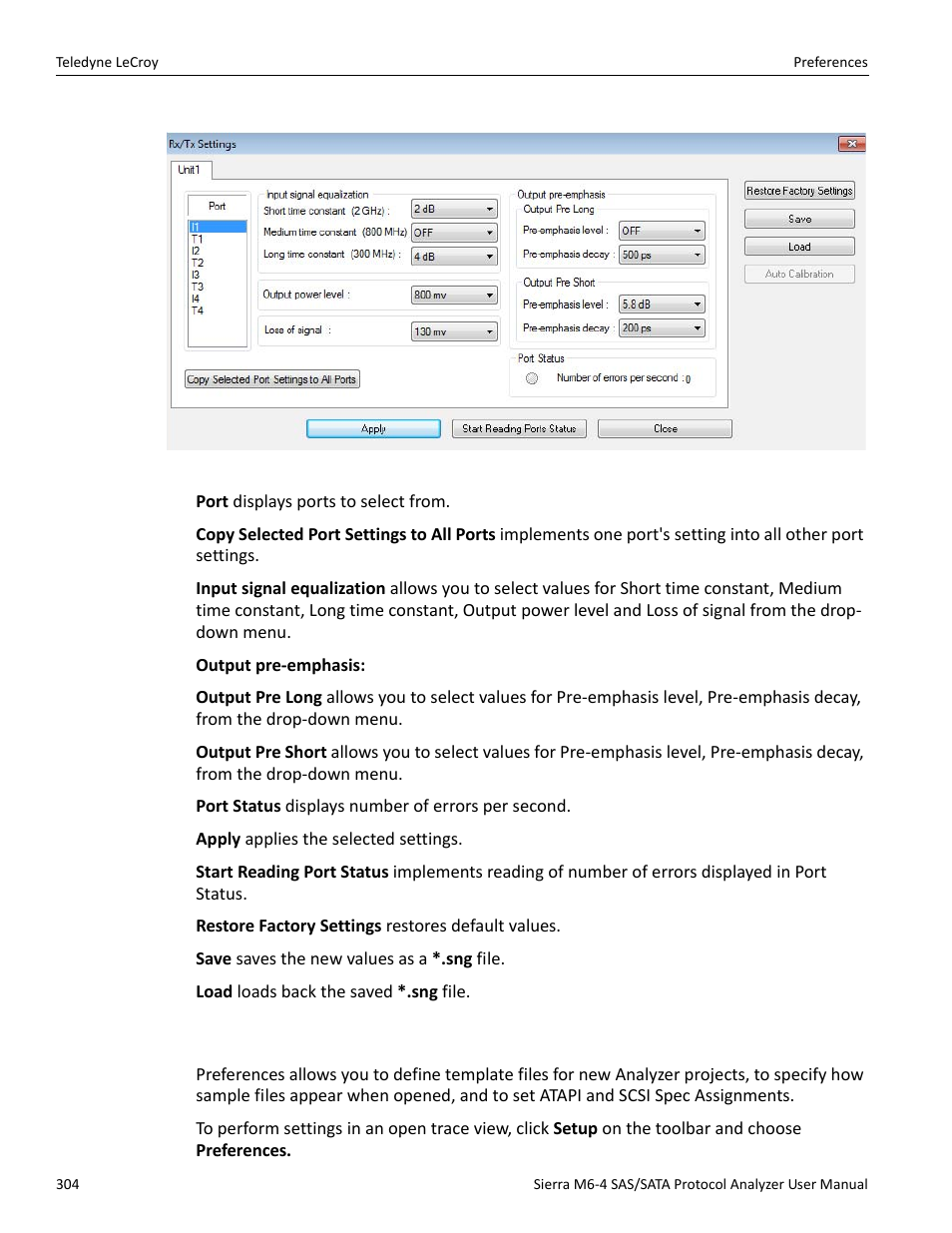 18 preferences, S (see, Preferences” on | The r | Teledyne LeCroy Sierra M6-4 SAS_SATA Protocol Analyzer User Manual User Manual | Page 308 / 498