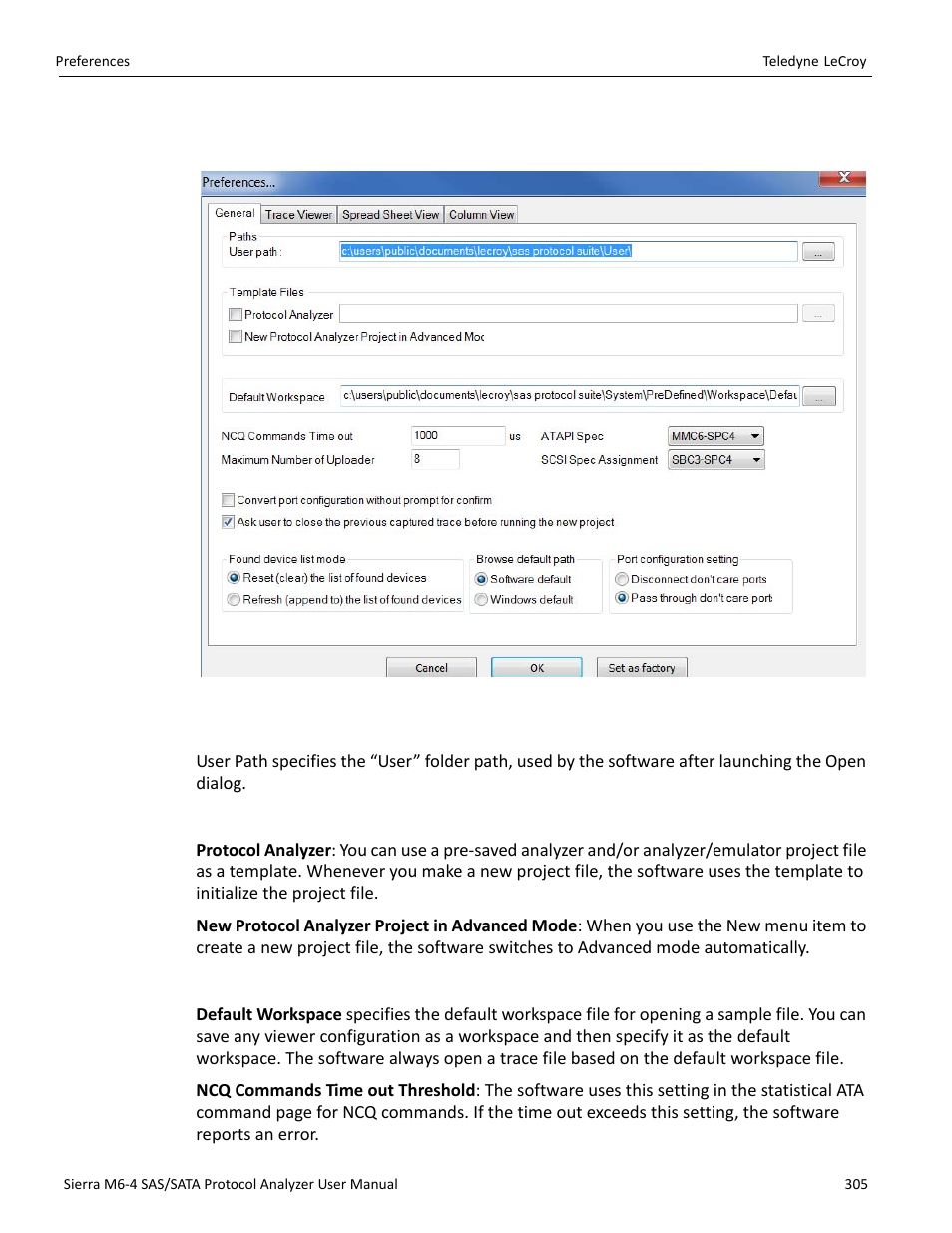 1 general tab, Paths, Template files | Other | Teledyne LeCroy Sierra M6-4 SAS_SATA Protocol Analyzer User Manual User Manual | Page 309 / 498