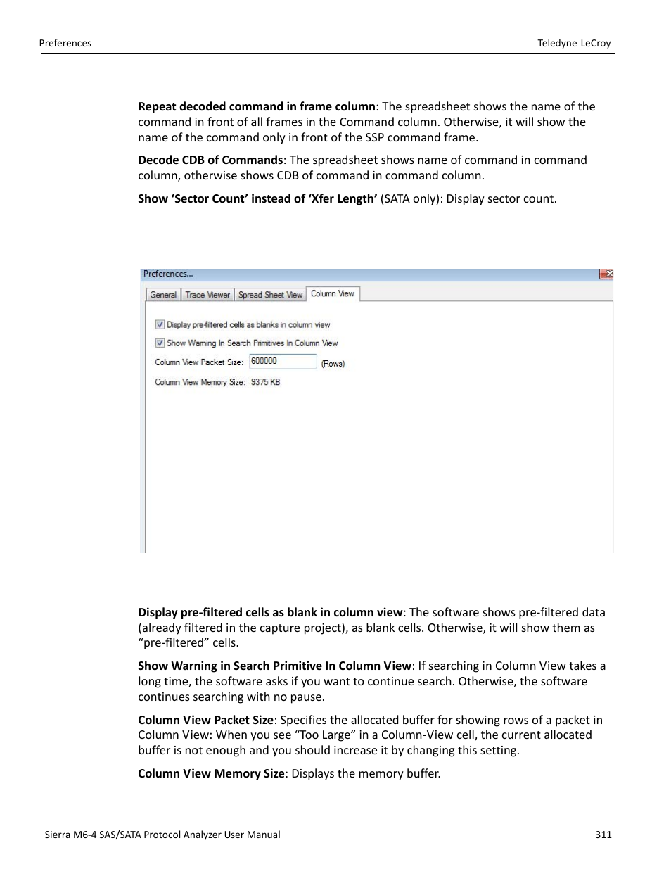 Other, 4 column view tab | Teledyne LeCroy Sierra M6-4 SAS_SATA Protocol Analyzer User Manual User Manual | Page 315 / 498