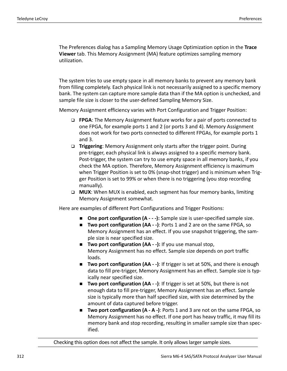 5 sampling memory usage optimization | Teledyne LeCroy Sierra M6-4 SAS_SATA Protocol Analyzer User Manual User Manual | Page 316 / 498