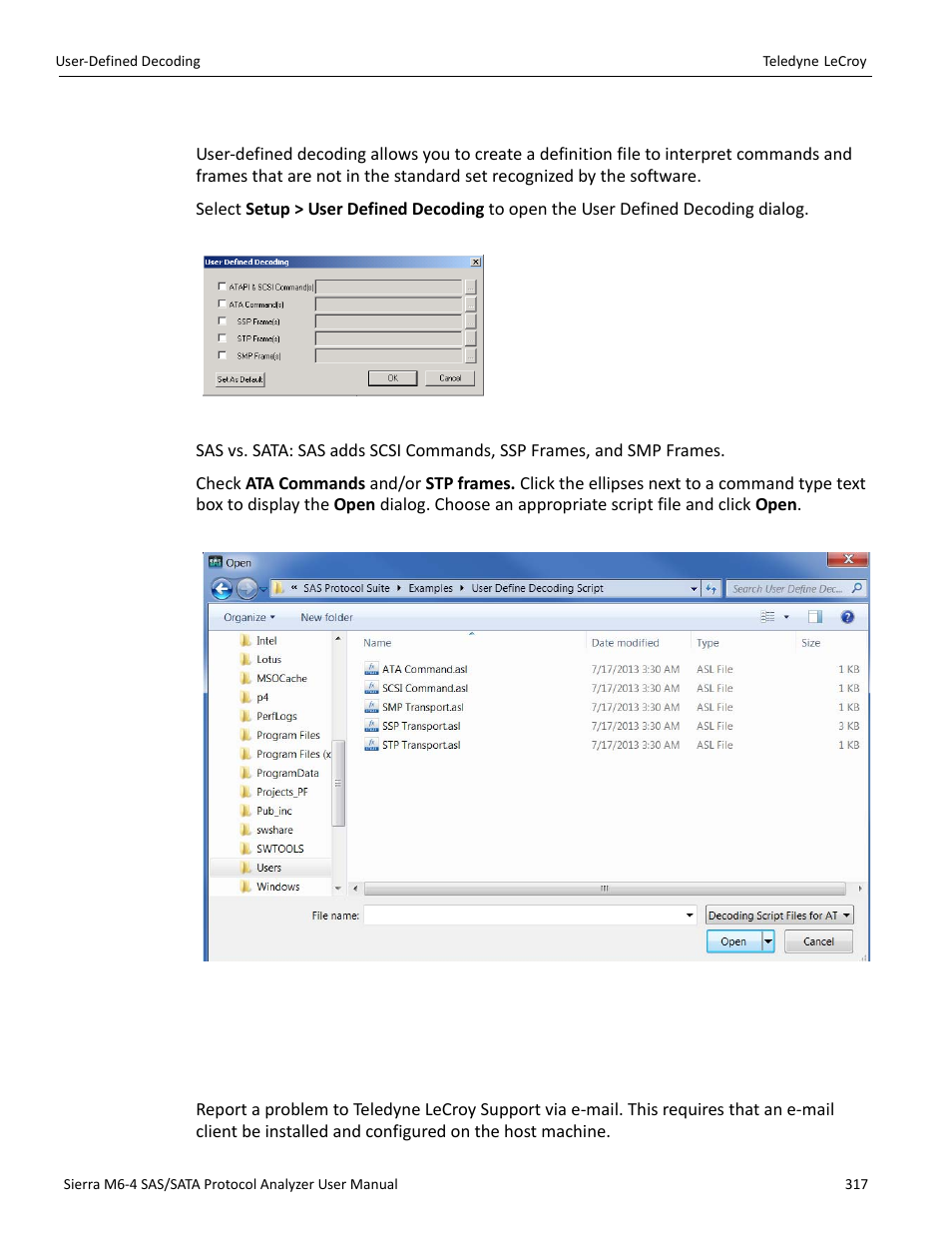 22 user-defined decoding, 23 help menu, 1 tell teledyne lecroy | Ng (see | Teledyne LeCroy Sierra M6-4 SAS_SATA Protocol Analyzer User Manual User Manual | Page 321 / 498