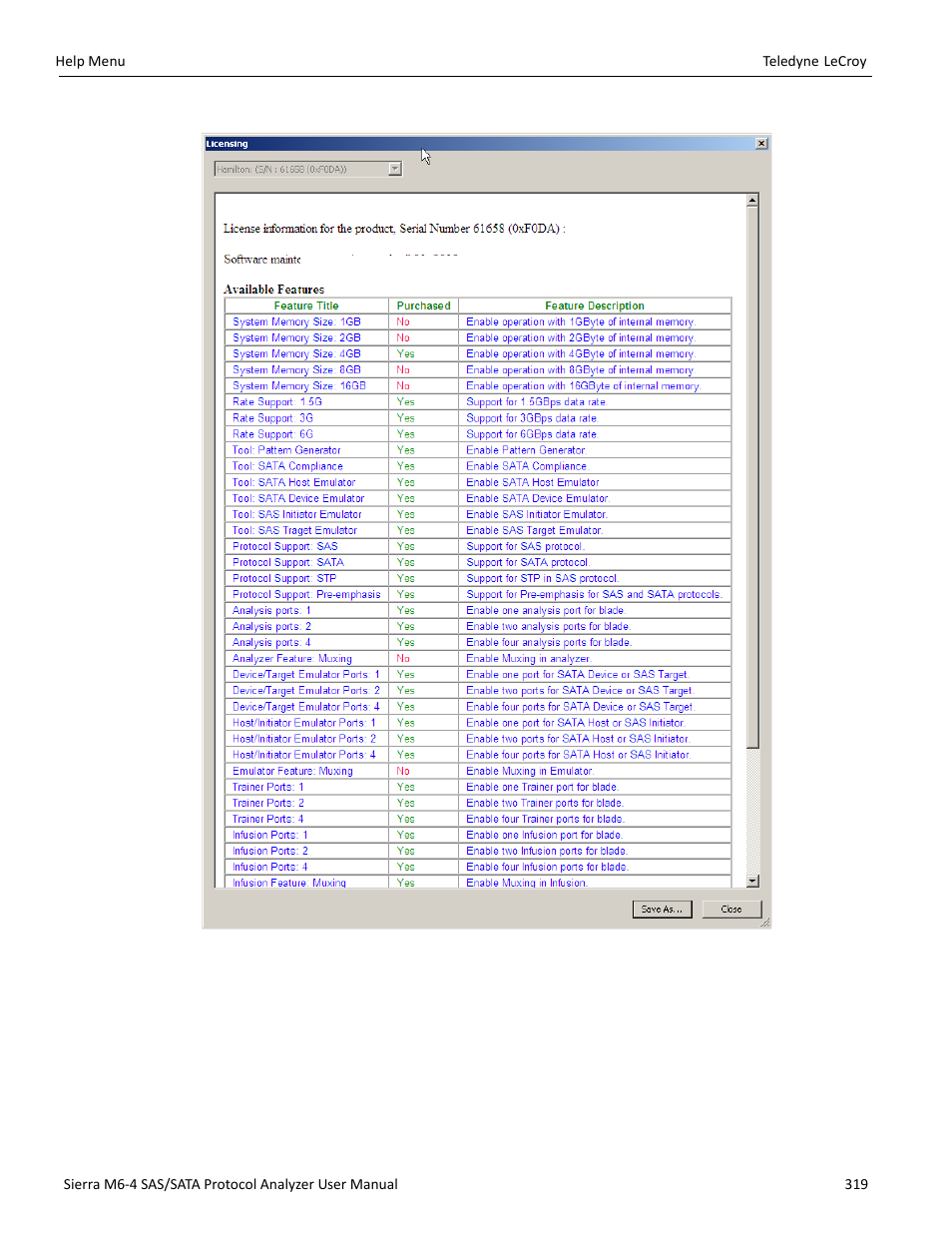 Teledyne LeCroy Sierra M6-4 SAS_SATA Protocol Analyzer User Manual User Manual | Page 323 / 498