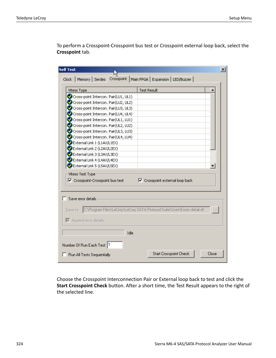 5 crosspoint check | Teledyne LeCroy Sierra M6-4 SAS_SATA Protocol Analyzer User Manual User Manual | Page 328 / 498
