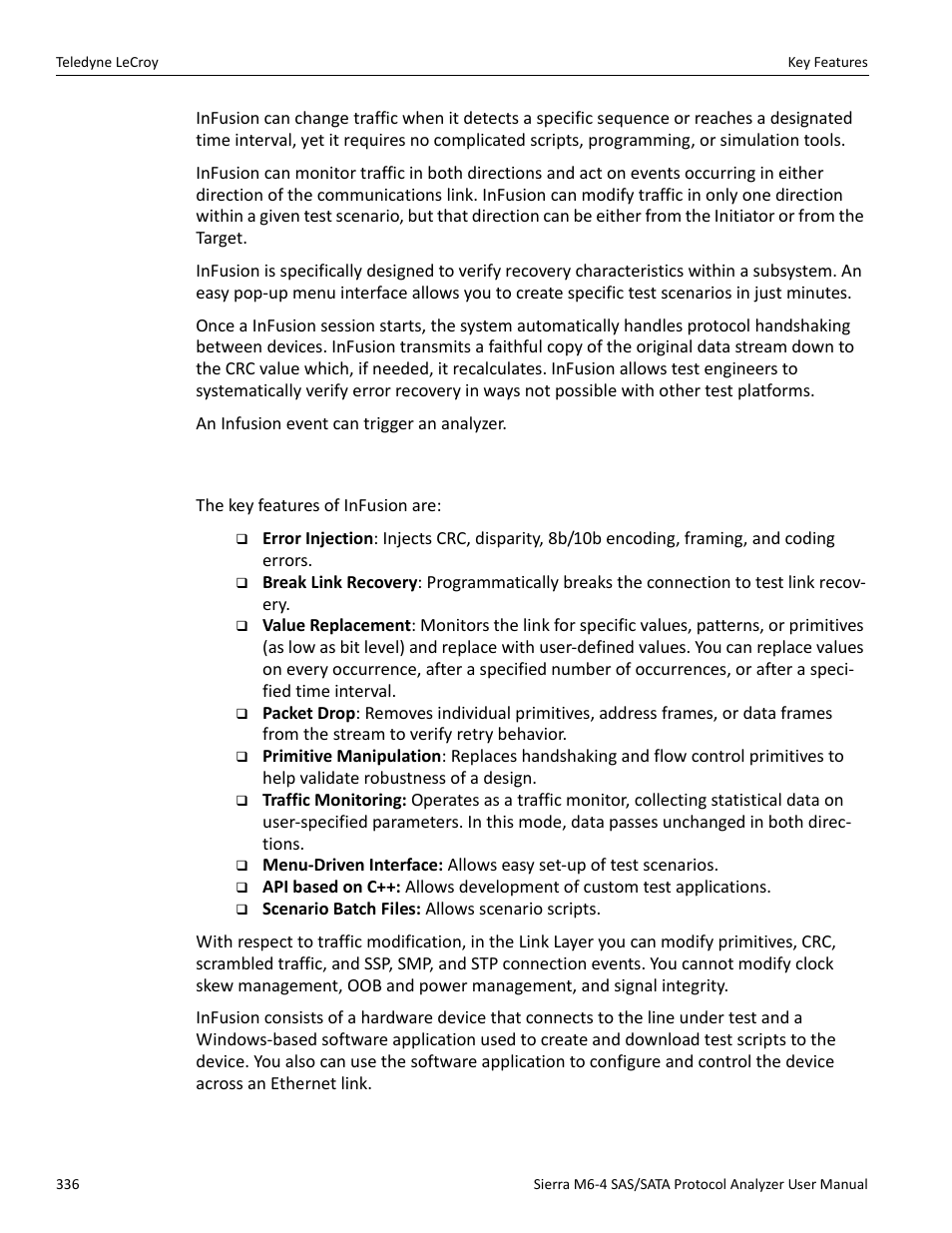 1 key features | Teledyne LeCroy Sierra M6-4 SAS_SATA Protocol Analyzer User Manual User Manual | Page 340 / 498