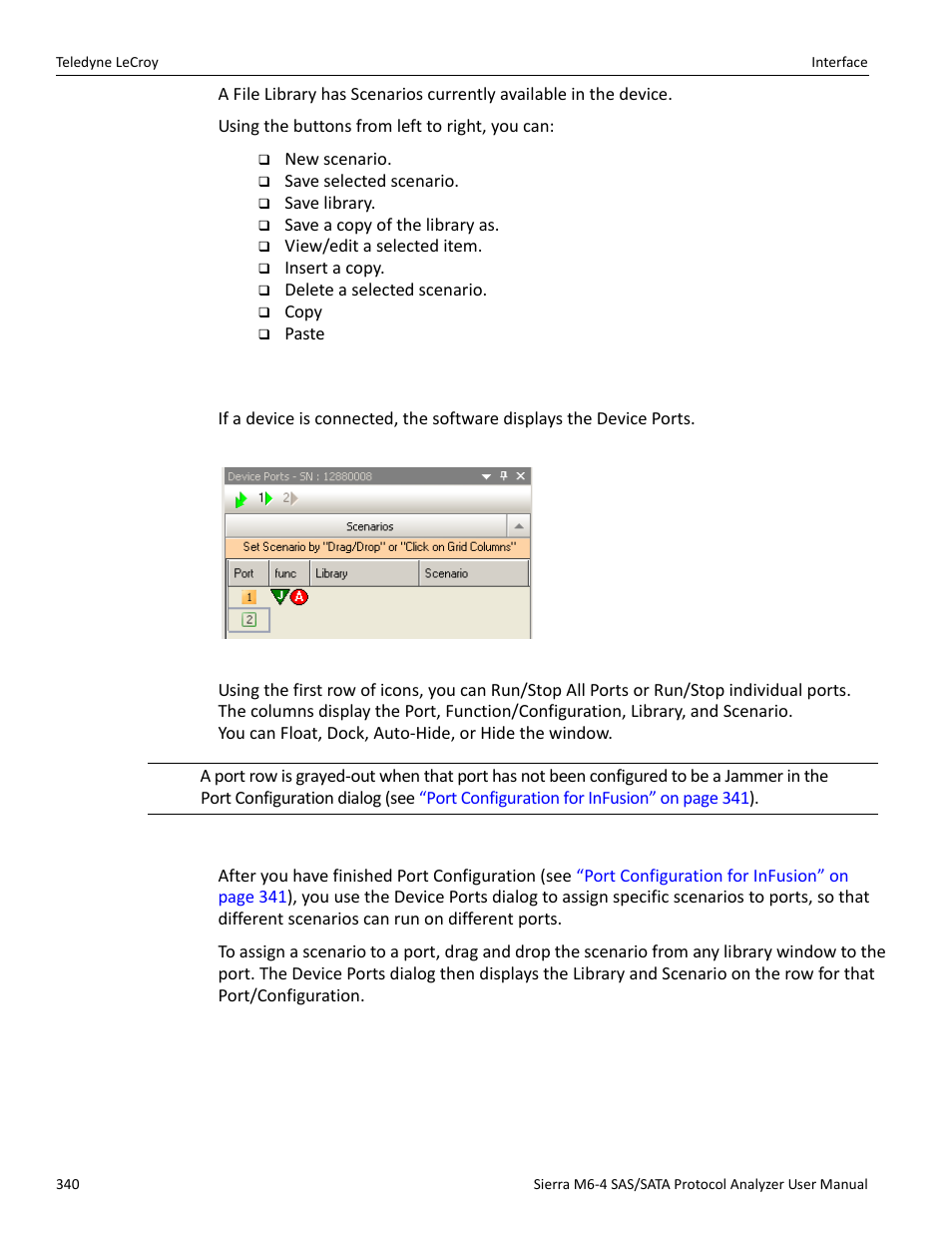 5 device ports, Using the device ports dialog | Teledyne LeCroy Sierra M6-4 SAS_SATA Protocol Analyzer User Manual User Manual | Page 344 / 498