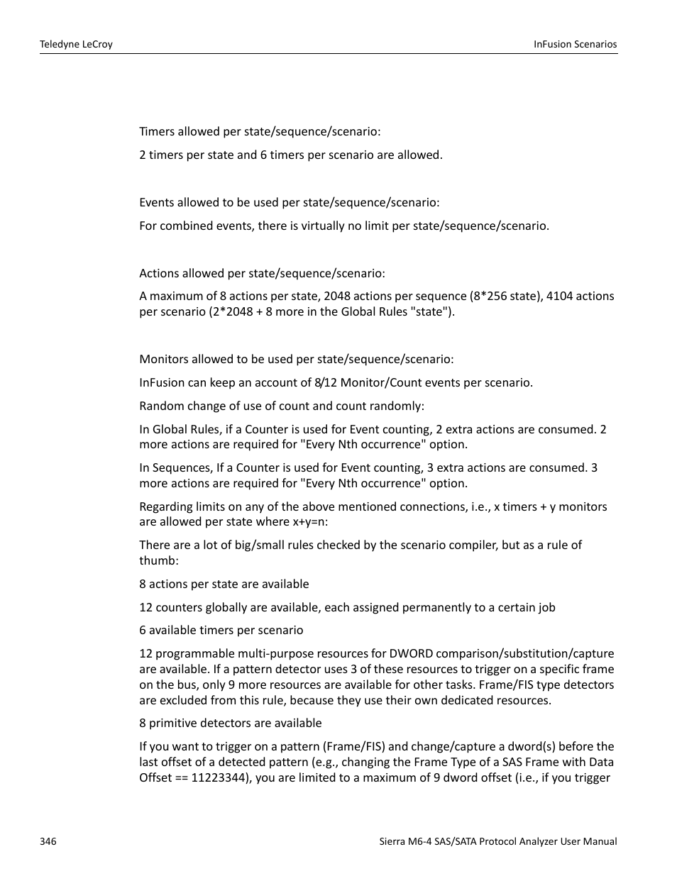 Infusion scenario parameters | Teledyne LeCroy Sierra M6-4 SAS_SATA Protocol Analyzer User Manual User Manual | Page 350 / 498