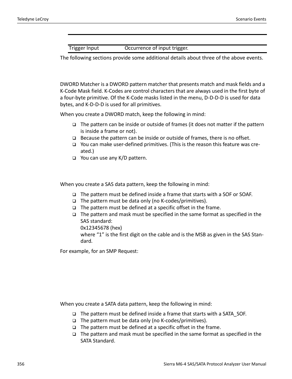 1 dword matcher, 2 sas data pattern, 3 sata data pattern | Teledyne LeCroy Sierra M6-4 SAS_SATA Protocol Analyzer User Manual User Manual | Page 360 / 498