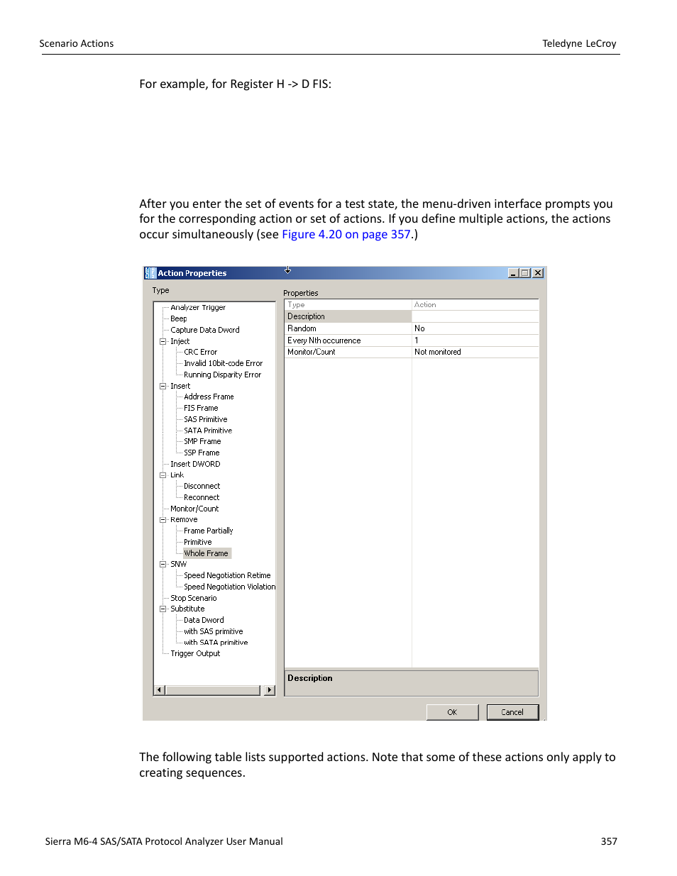 8 scenario actions | Teledyne LeCroy Sierra M6-4 SAS_SATA Protocol Analyzer User Manual User Manual | Page 361 / 498