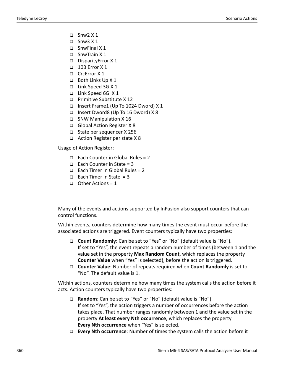 2 using counters in events and actions | Teledyne LeCroy Sierra M6-4 SAS_SATA Protocol Analyzer User Manual User Manual | Page 364 / 498