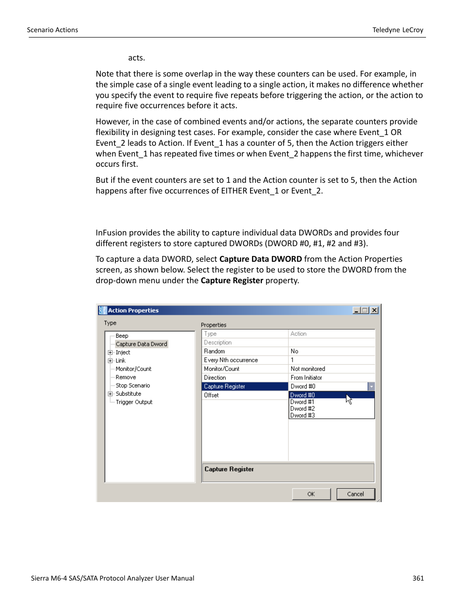 3 capturing a data dword | Teledyne LeCroy Sierra M6-4 SAS_SATA Protocol Analyzer User Manual User Manual | Page 365 / 498