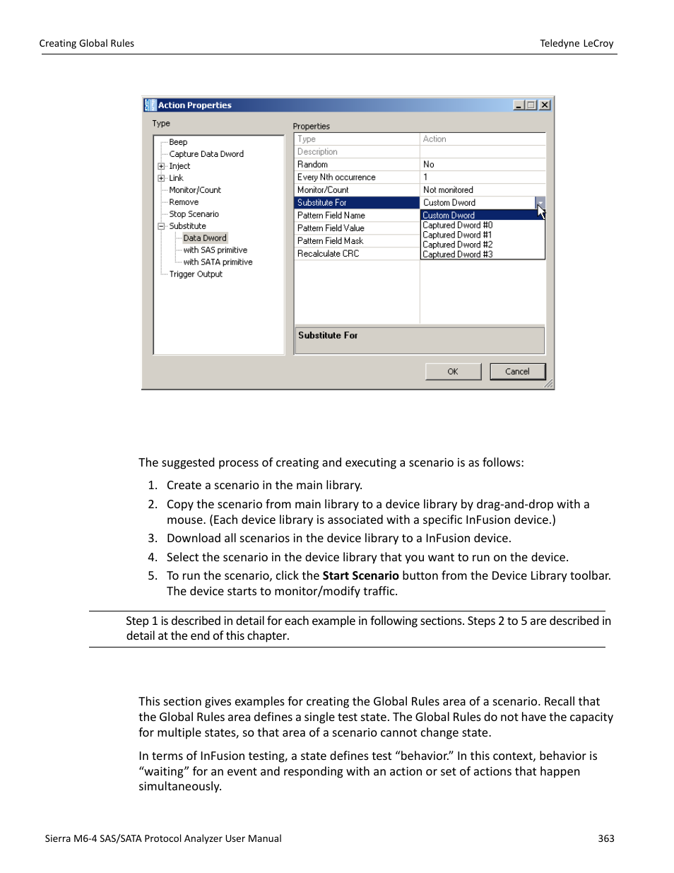 5 summary of scenario creation, 9 creating global rules | Teledyne LeCroy Sierra M6-4 SAS_SATA Protocol Analyzer User Manual User Manual | Page 367 / 498