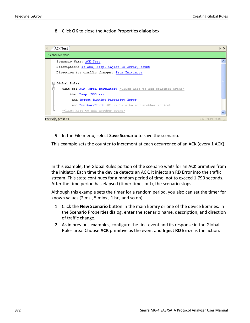 6 example 6: using timers | Teledyne LeCroy Sierra M6-4 SAS_SATA Protocol Analyzer User Manual User Manual | Page 376 / 498