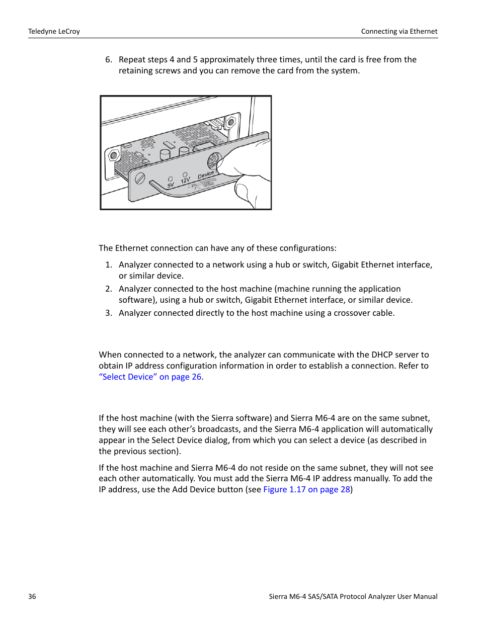 11 connecting via ethernet, 12 connecting to a network, 13 connecting over different subnets | Teledyne LeCroy Sierra M6-4 SAS_SATA Protocol Analyzer User Manual User Manual | Page 38 / 498